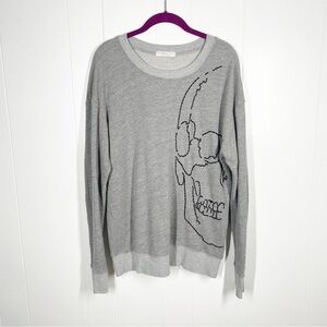 Truly Madly Deeply Gray Skull Graphic Long Sleeve Sweatshirt Small